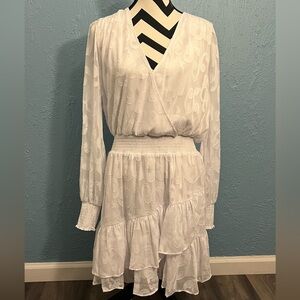 Lilly Pulitzer Cristiana Long Sleeve Dress in Resort White Poly Crepe Swirl